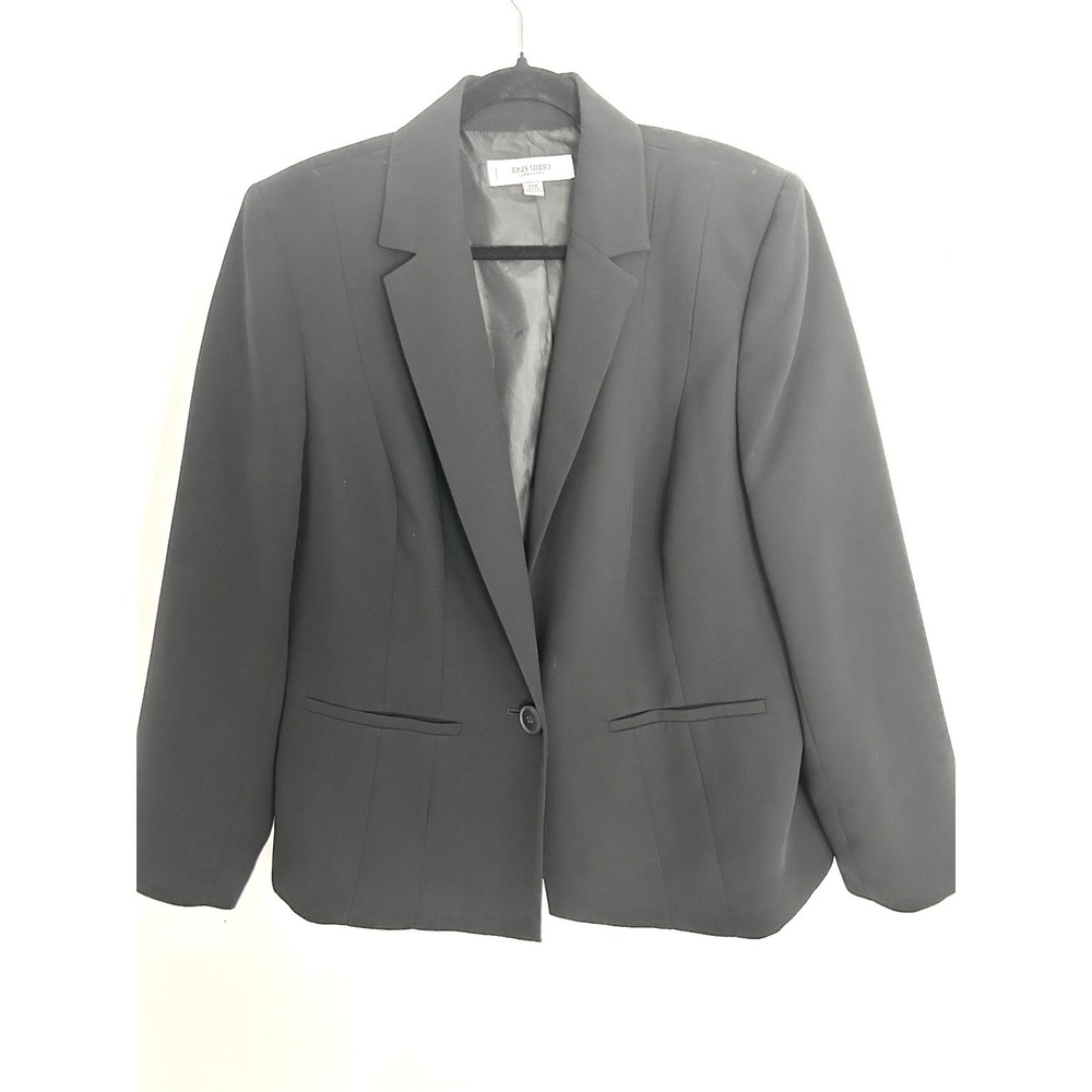 Jones Studio Separates Black Single Button Blazer Jacket Womens 14W Professional